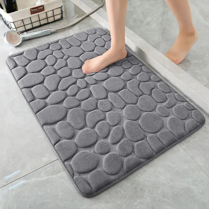 Memory Foam Absorbent Floor Mat with Pebble Design