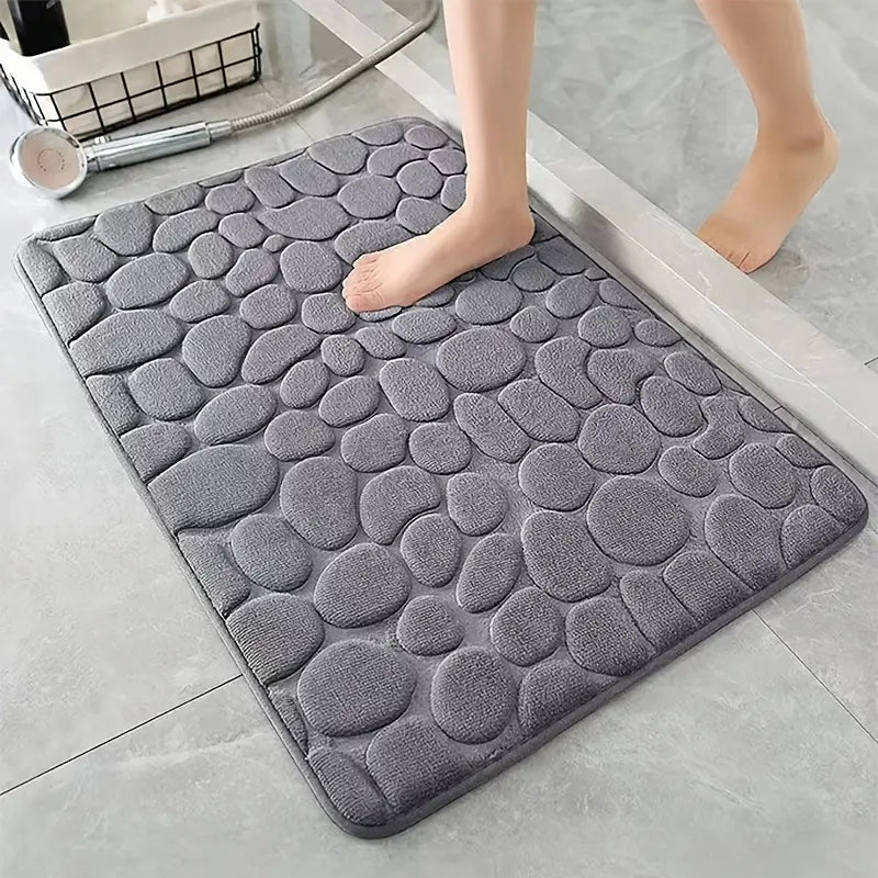 Memory Foam Absorbent Floor Mat with Pebble Design