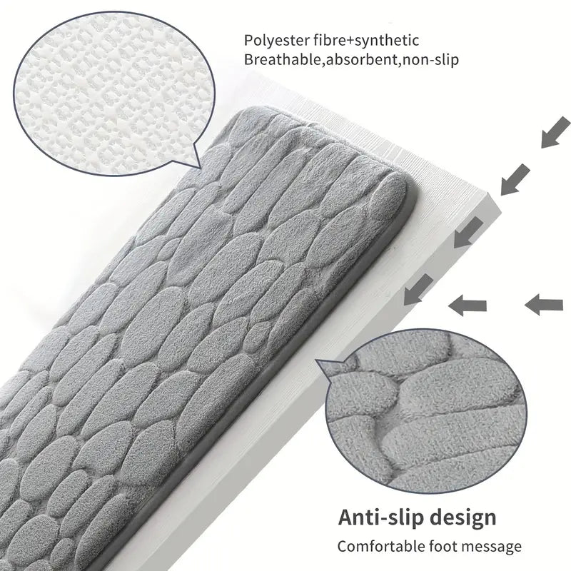 Memory Foam Absorbent Floor Mat with Pebble Design