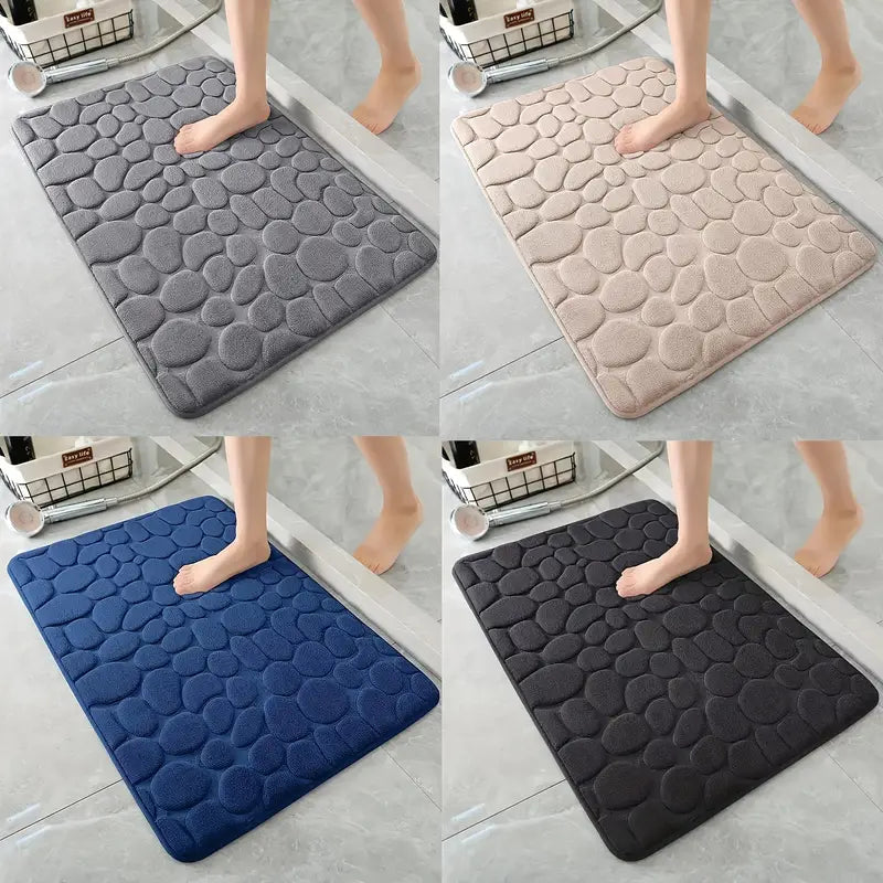 Memory Foam Absorbent Floor Mat with Pebble Design