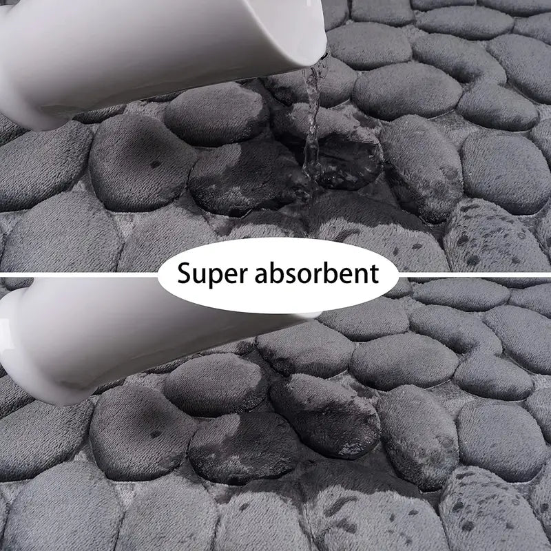 Memory Foam Absorbent Floor Mat with Pebble Design