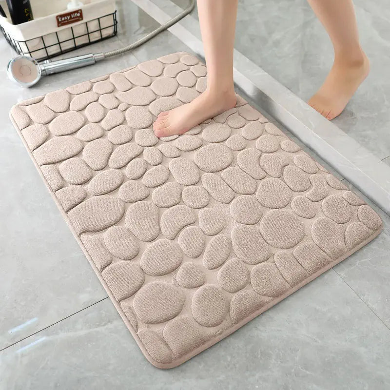 Memory Foam Absorbent Floor Mat with Pebble Design