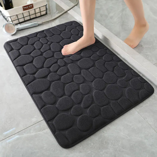 Memory Foam Absorbent Floor Mat with Pebble Design